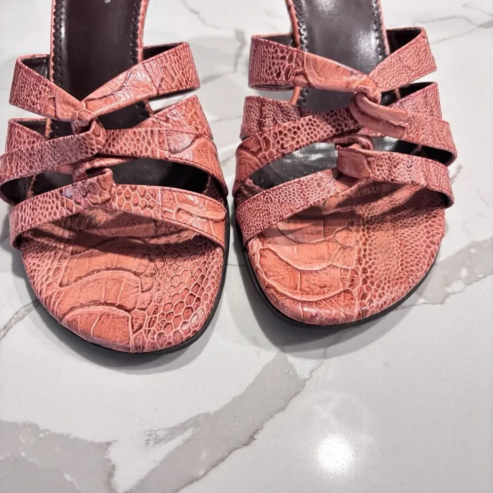 Franco Sarto Coral Snake Embossed Slide Slip on Sandals Heels Women's Size 8M - Picture 4 of 12